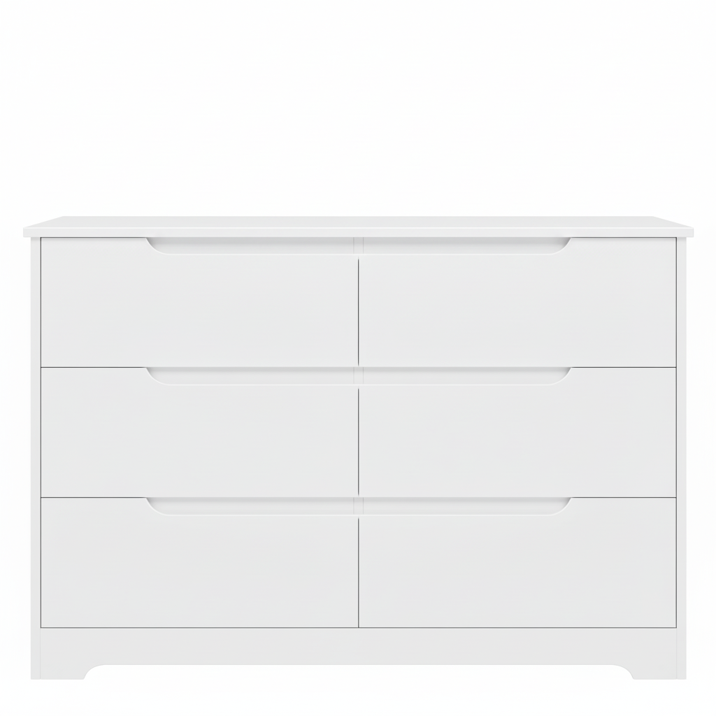 Cómoda Branca 6 Gavetas - Fundo Branco