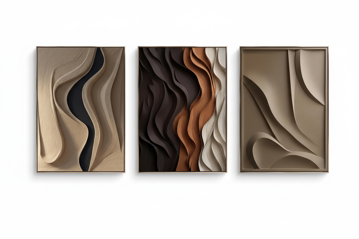 Conjunto 3D Ondas - Fundo Branco