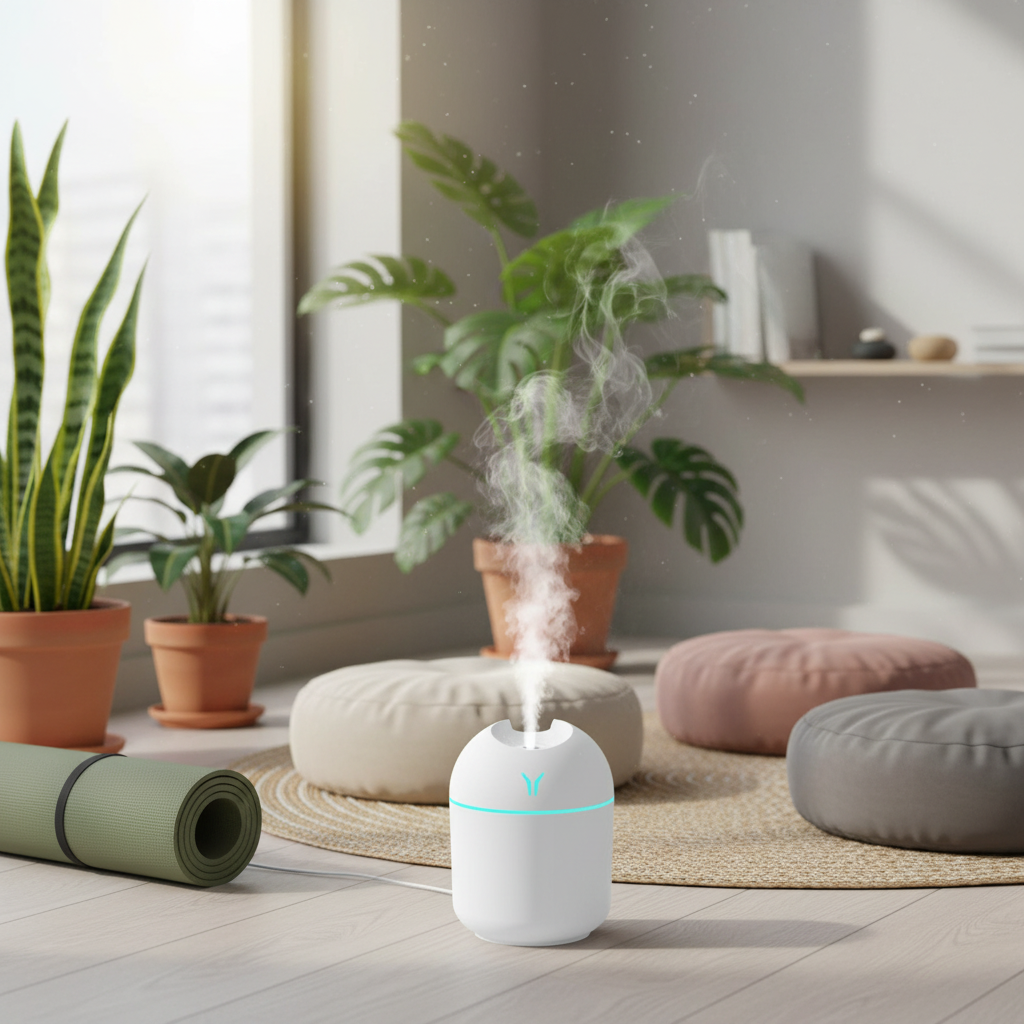 Humidificador em espaço zen