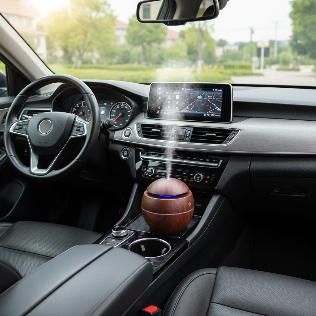 Humidificador no porta-copos do carro