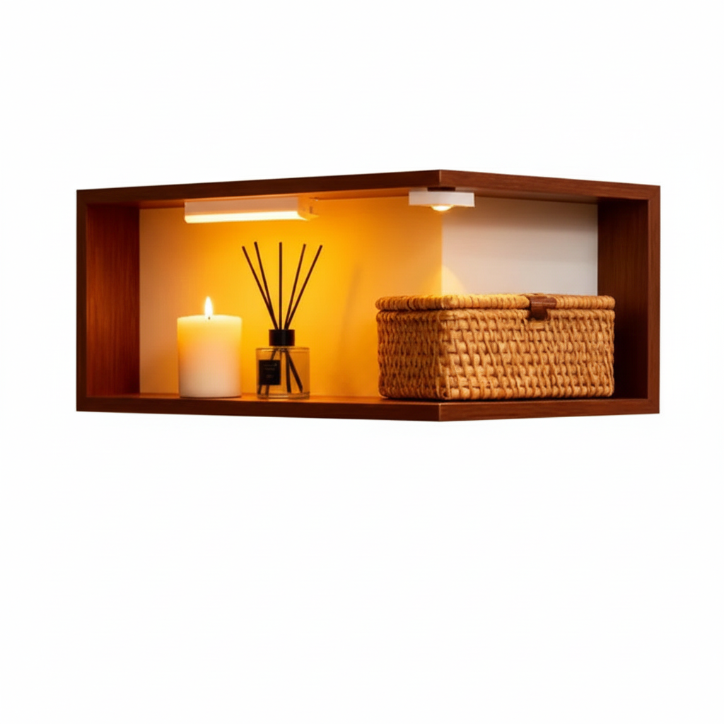 Prateleira de Canto LED - Fundo Branco