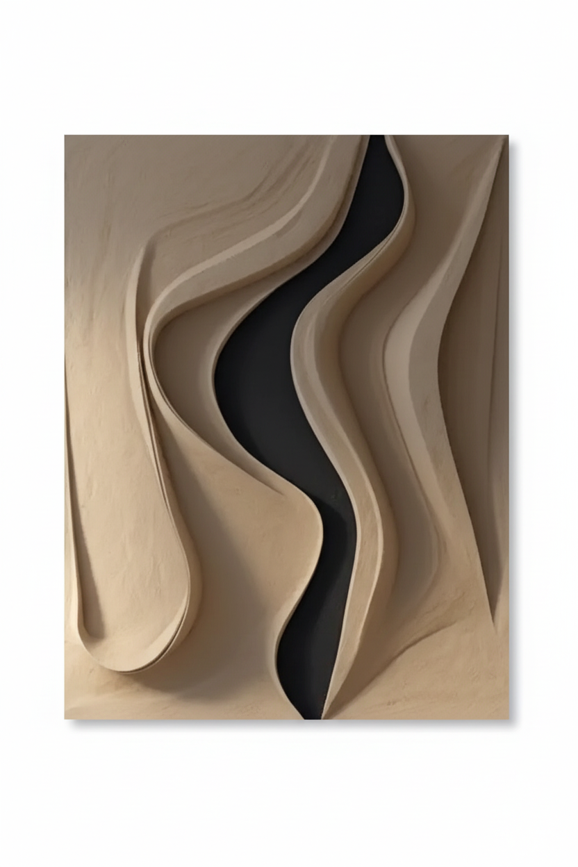 Quadro Ondas Bege/Preto