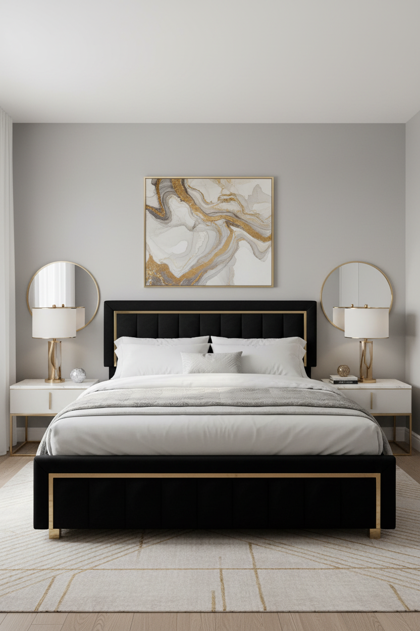 Quarto Elegante - Cinza Claro