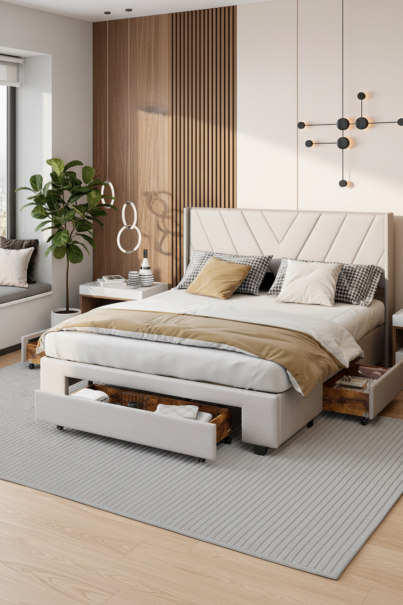 Quarto Escandinavo - Bege Acolhedor