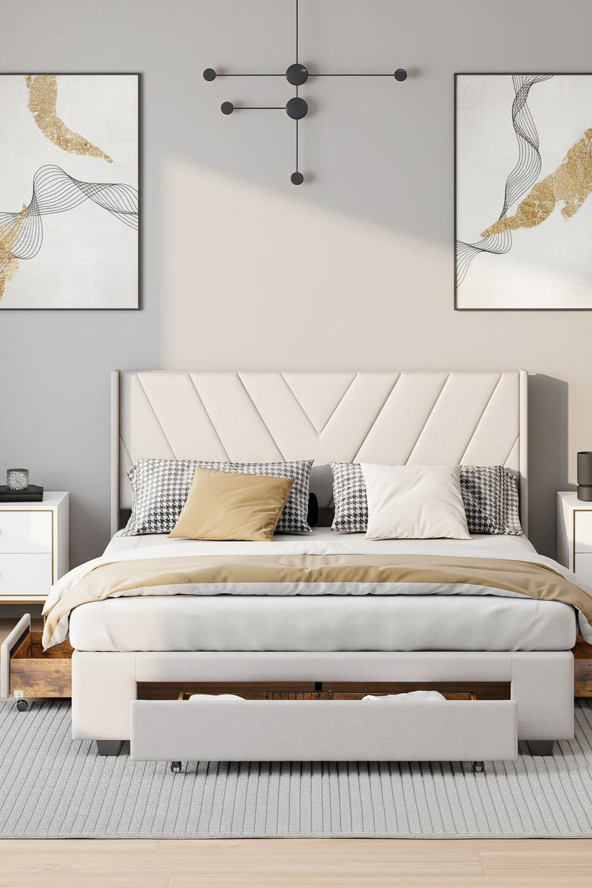 Quarto Minimalista - Cinza Claro