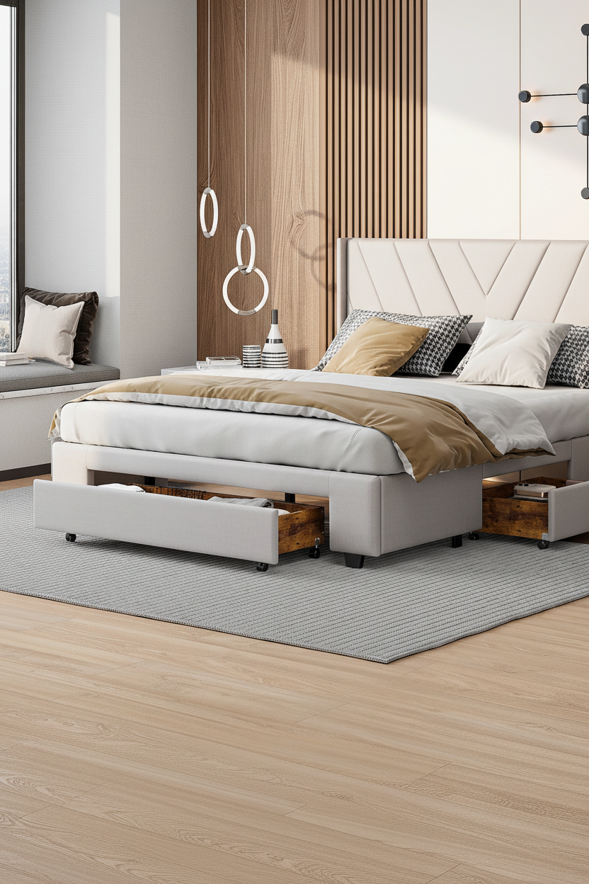 Quarto Moderno - Painel Madeira