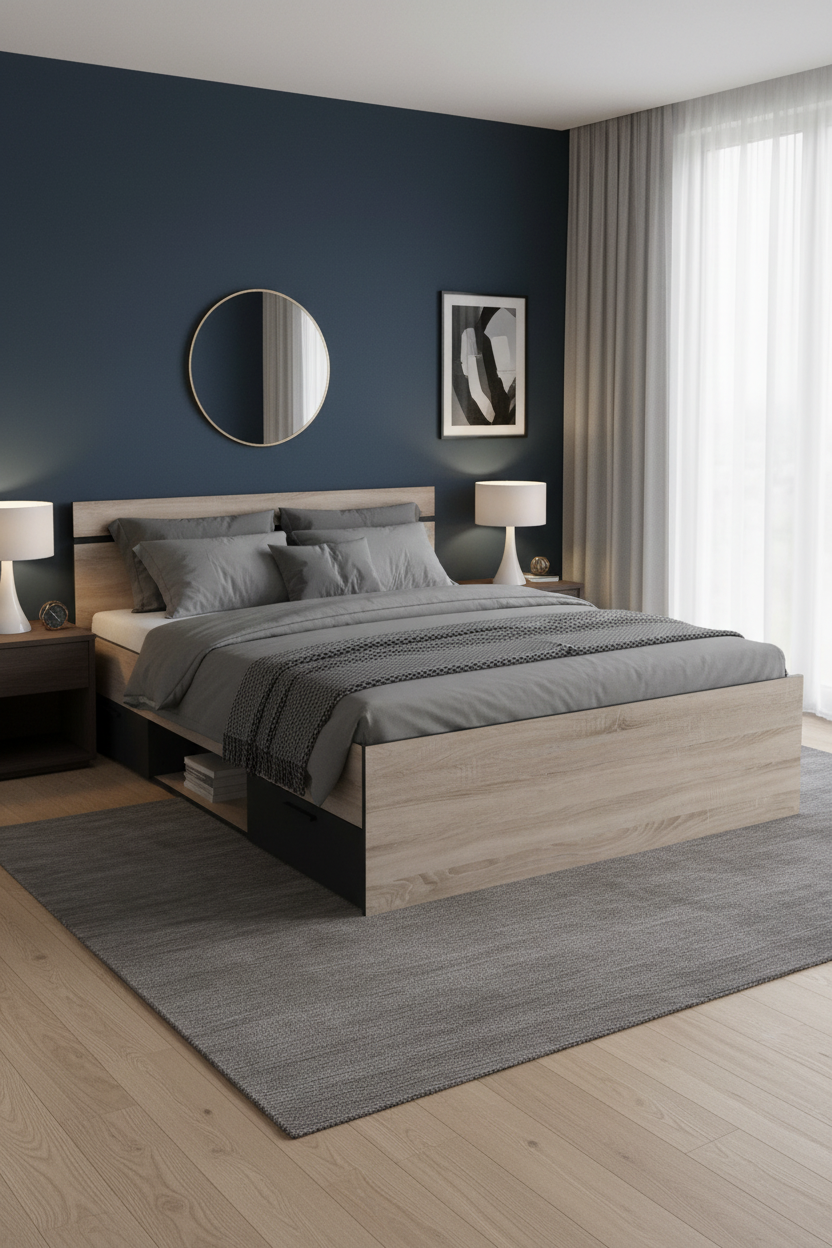 Quarto - Parede Azul Marinho