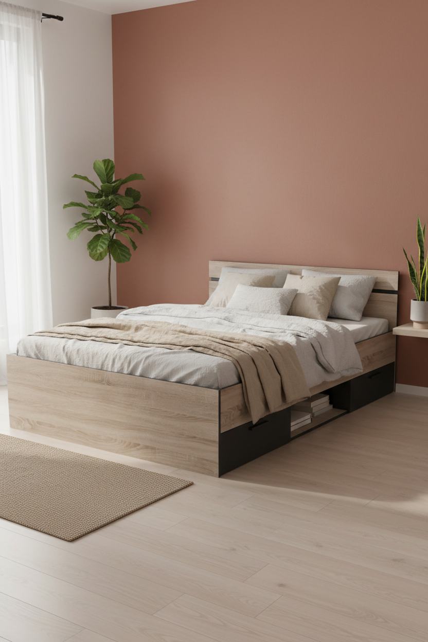 Quarto - Parede Terracota Escandinavo