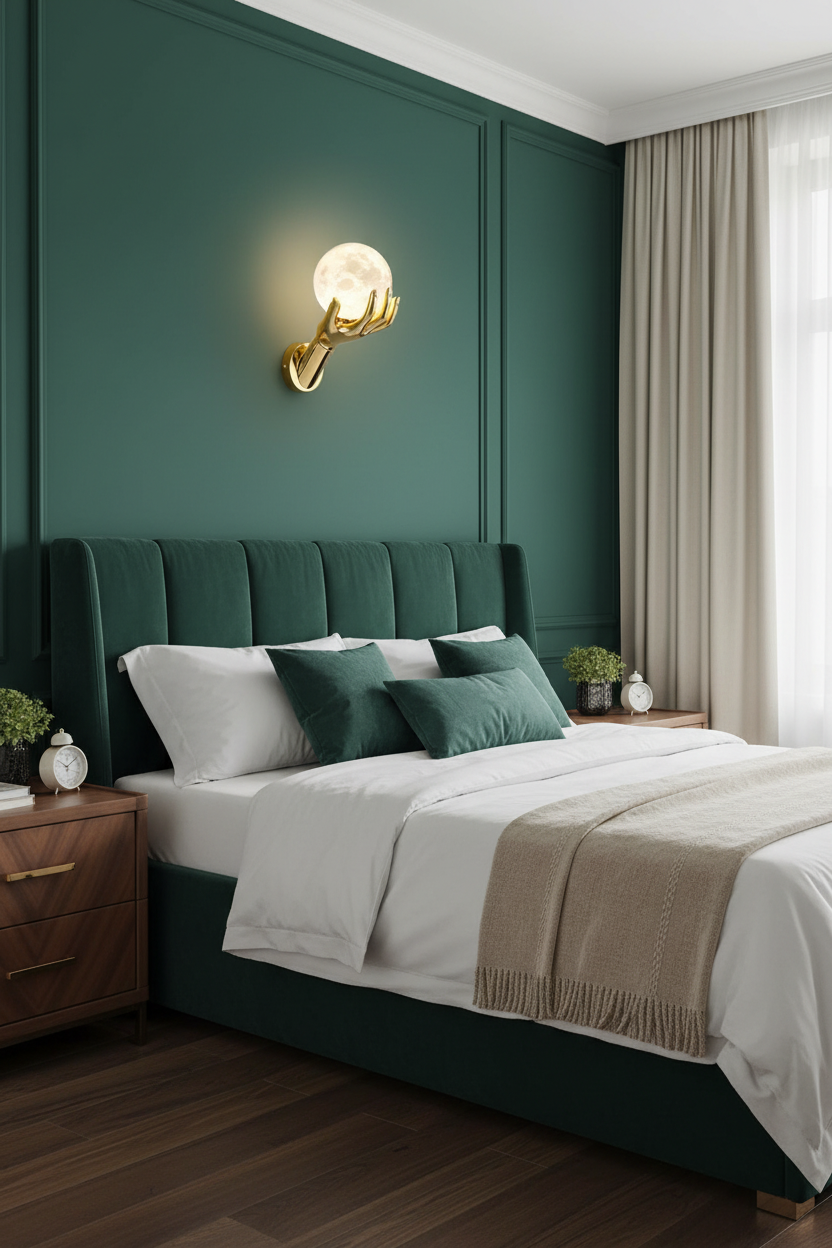 Quarto - Parede Verde Esmeralda (Vertical)