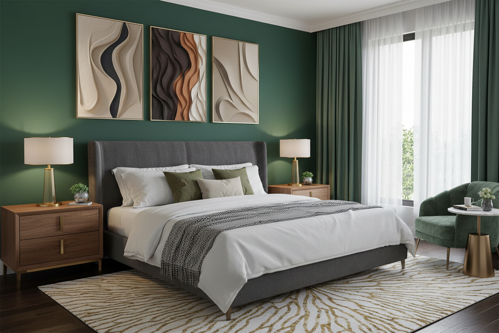 Quarto - Parede Verde Floresta