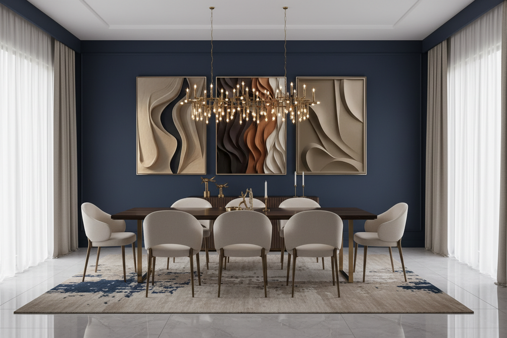 Sala de Jantar - Parede Azul Marinho