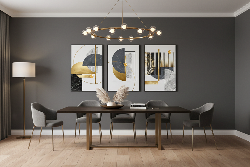 Sala de Jantar - Parede Cinza Carvão