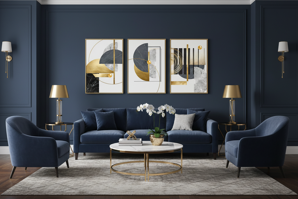 Sala - Parede Azul Marinho