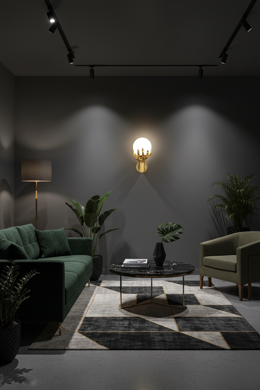 Sala - Parede Cinza Carvão (Vertical)