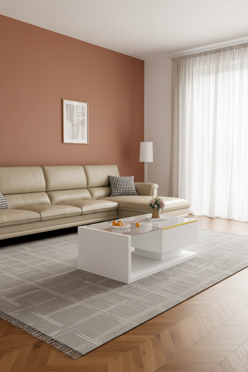 Sala - Parede Terracota Escandinavo